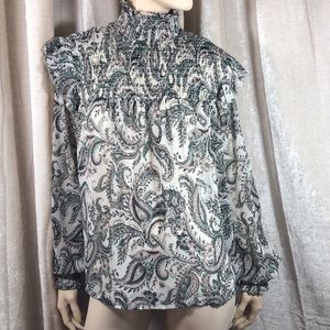 Ophelia Roe Ruffled Smock Top Medium New